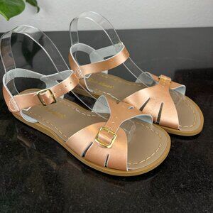 Salt-Water Sandals by Hoy Rose Gold Leather  with Adjustable Buckle Size 5